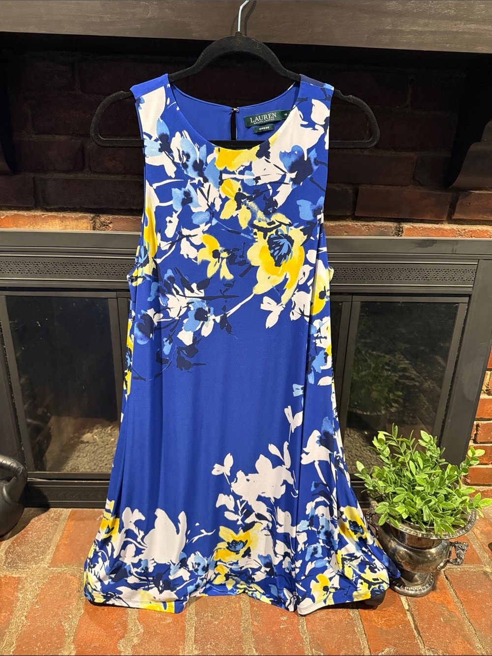 Lauren Ralph Lauren Royal Blue Floral Knee Length Dress
